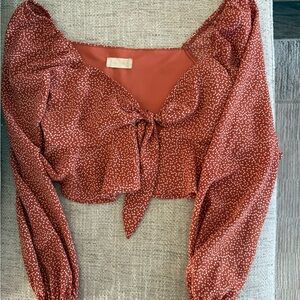 Altar'd State Rust Polka Dot Blouse